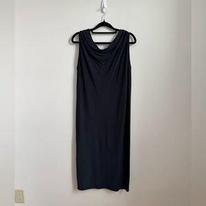 Liviana Conti Black Sleeveless Midi Viscose Drape Dress Size 8